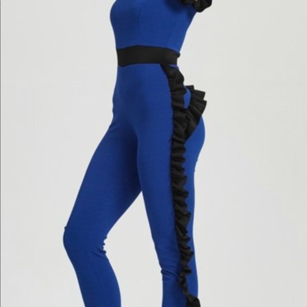 NWT Royal Blue Ruffled Jumpsuit - Picture 3 of 4